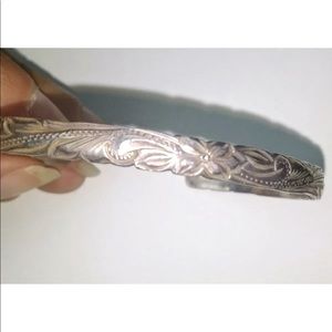.925 Vintage Sterling Silver PCO Open Scroll Work Bangle Bracelet